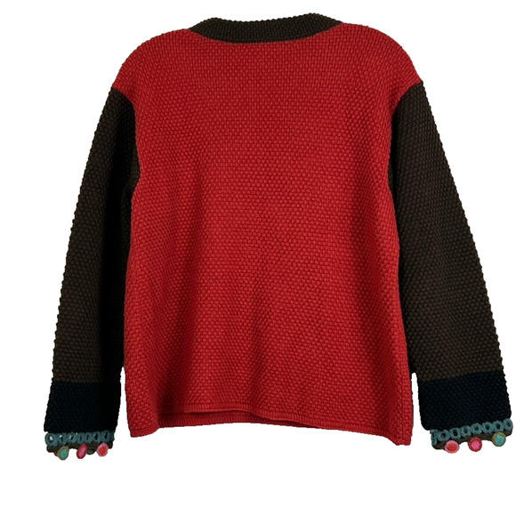 Little Journeys Chicago Knit Sweater Women's Size M Alpaca Wool Blend Red V Neck - Picture 2 of 8